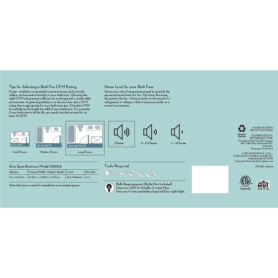 Good Housekeeping Roman Bathroom Ventilation Fan with Light, Nickel (Open Box)