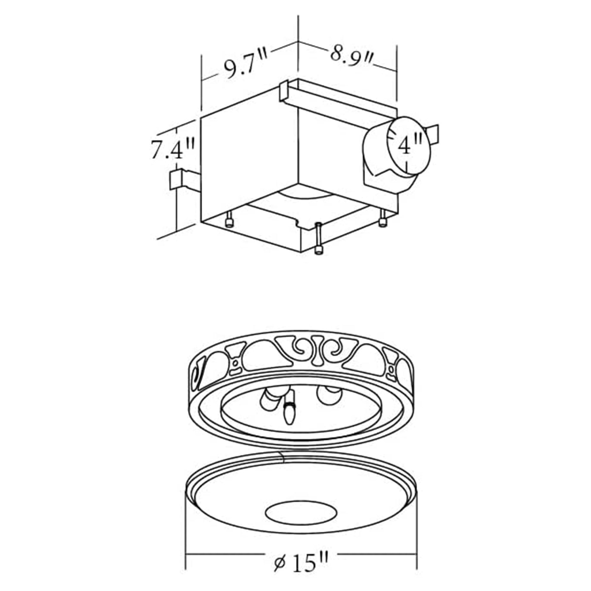 Good Housekeeping Roman Bathroom Ventilation Fan with Light, Nickel (Open Box) - VMInnovations