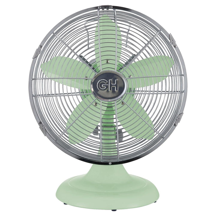 Good Housekeeping All-Metal Oscillating Retro Desk Table Fan, 12 Inch, Green