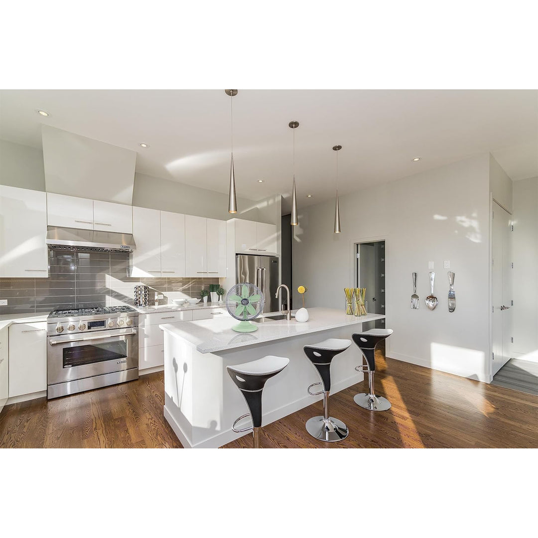 Good Housekeeping All-Metal Oscillating Retro Desk Table Fan, 12 Inch, Green - VMInnovations