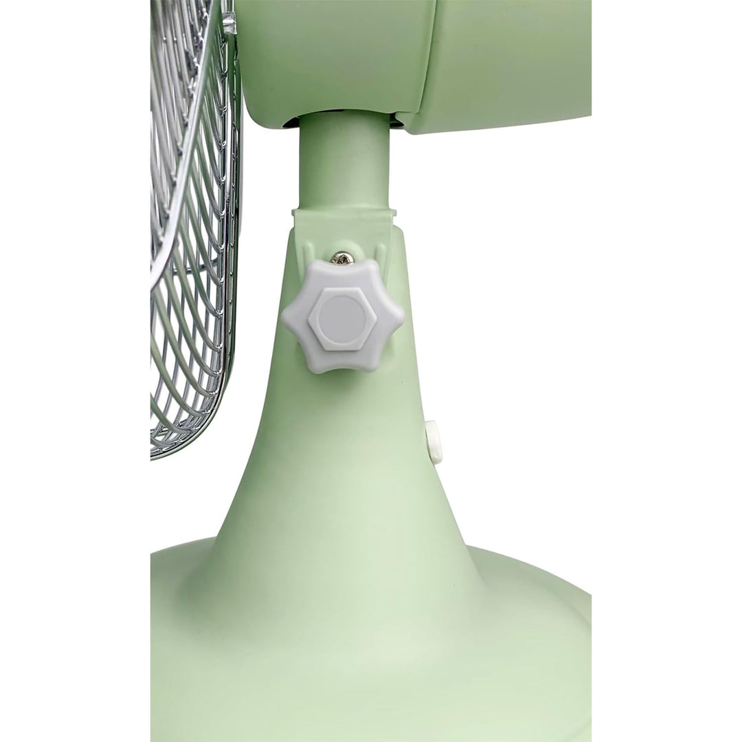 Good Housekeeping All-Metal Oscillating Retro Desk Table Fan, 12 Inch, Green