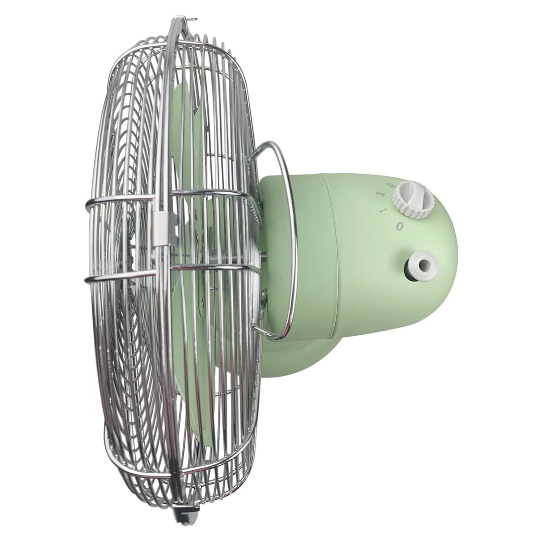 Good Housekeeping All-Metal Oscillating Retro Desk Table Fan, 12 Inch, Green