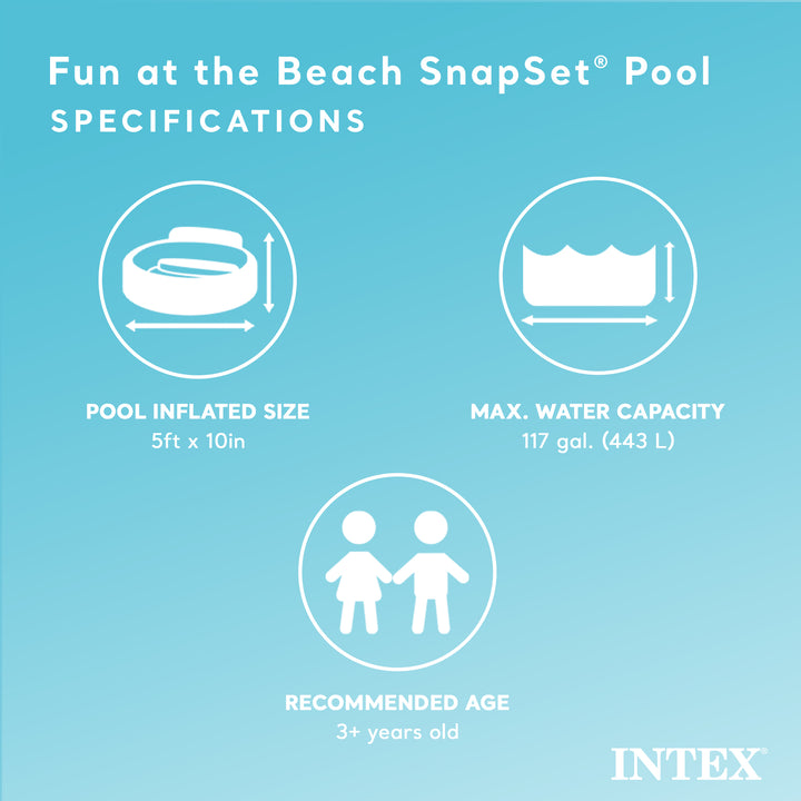 INTEX Beach Days Snapset Instant Kids Childrens Swimming Pool (Open Box) - VMInnovations