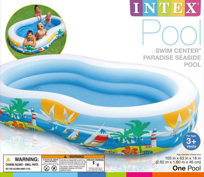 INTEX Swim Center Paradise Seaside Inflatable Kids Swimming Pool (Open Box) - VMInnovations