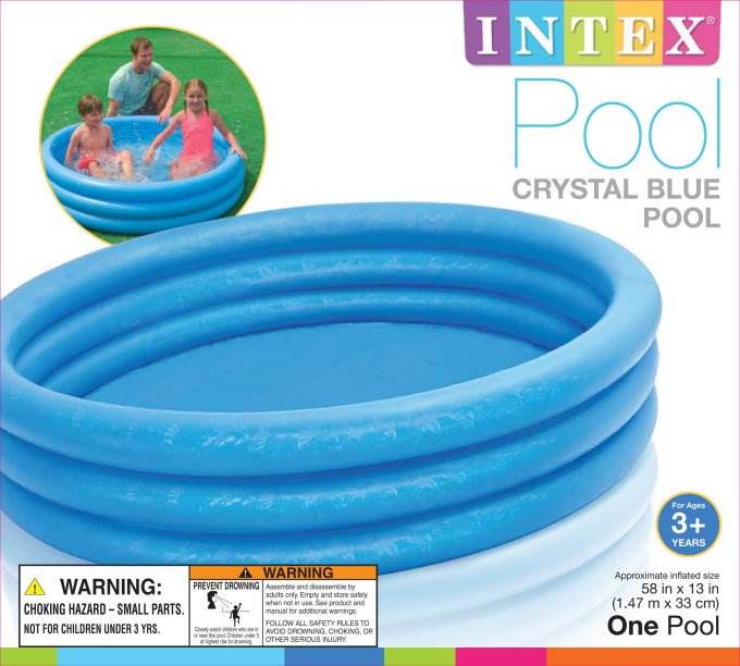 Crystal Blue Kids Outdoor Inflatable 58" Swimming Pool | 58426EP (Open Box)