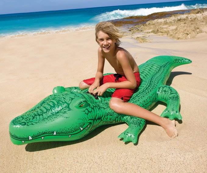 INTEX Friendly Gator Giant Inflatable Swimming Pool Ride-On Raft (Open Box)