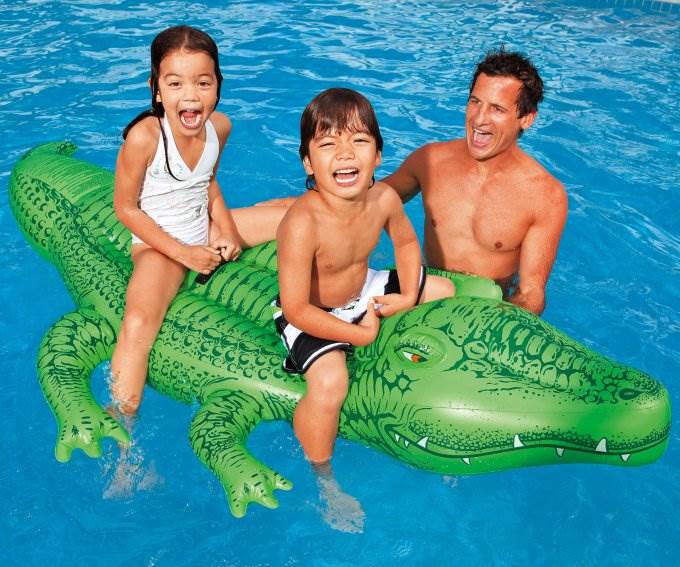 INTEX Friendly Gator Giant Inflatable Swimming Pool Ride-On Raft (Open Box)