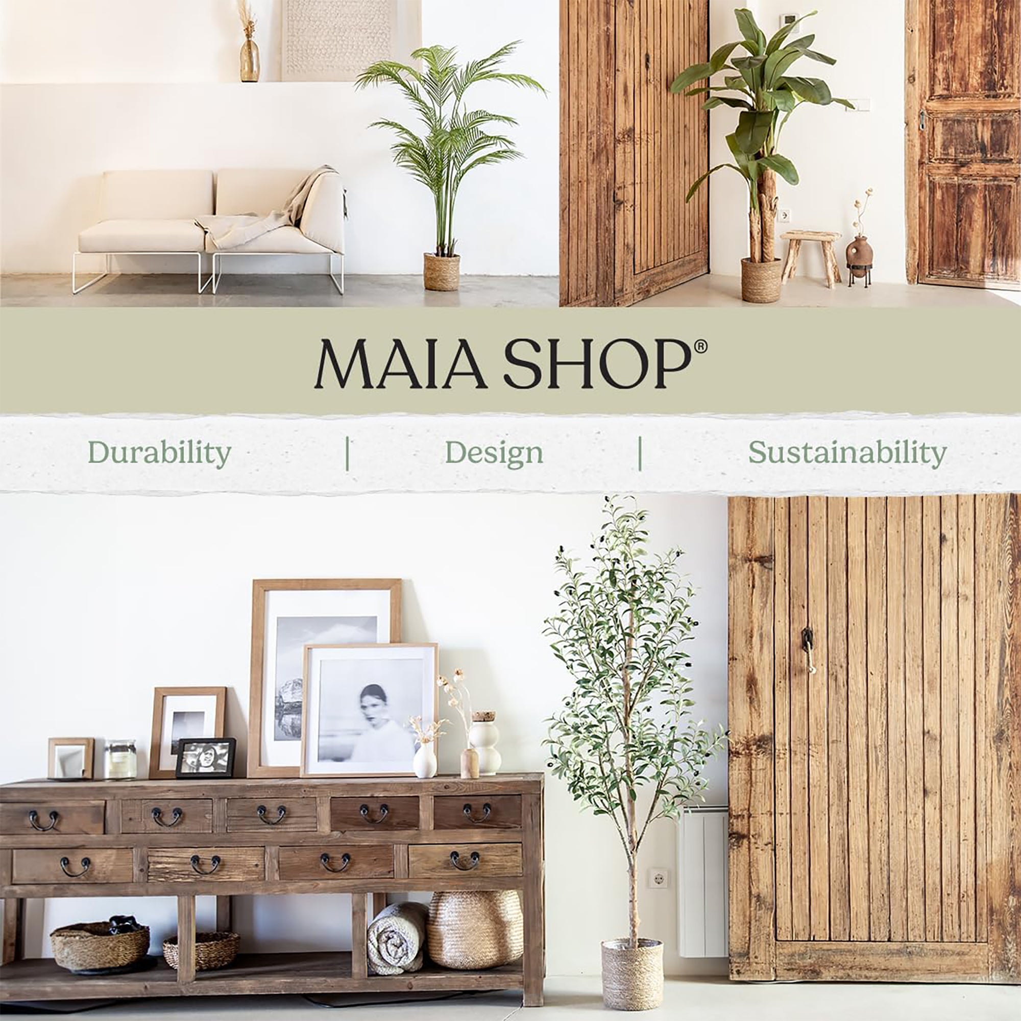 Maia Shop Olive Tree 6 Foot Faux Plant, Fake Silk Tree (Open Box) - VMInnovations
