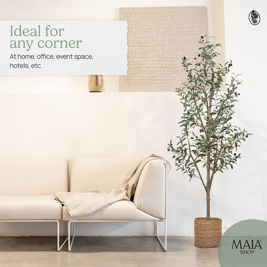 Maia Shop Olive Tree 6 Foot Faux Plant, Fake Silk Tree (Open Box)