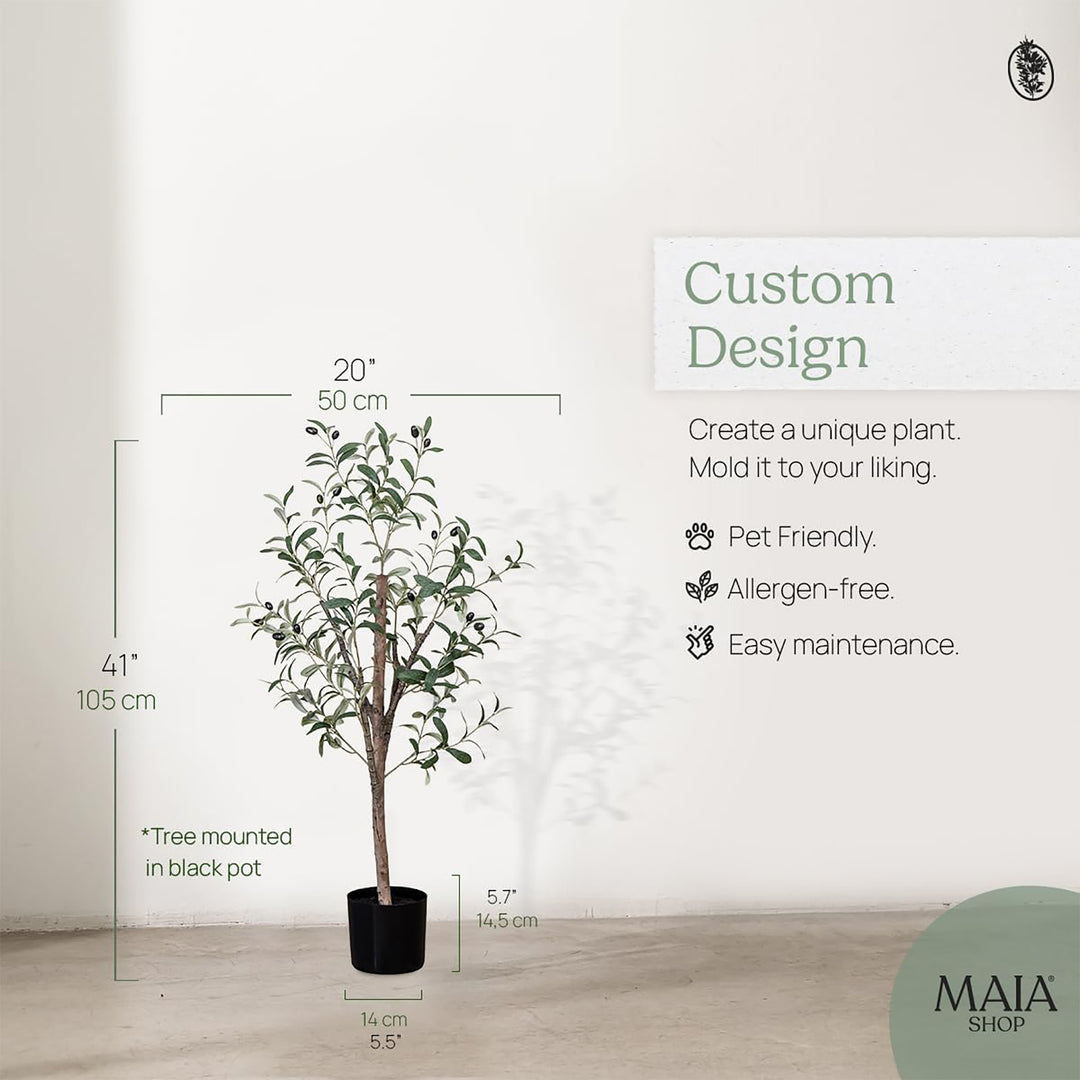 Maia Shop Olive Tree 3.5' Faux Plant Fake Silk Tree w/Realistic Leaves(Open Box)