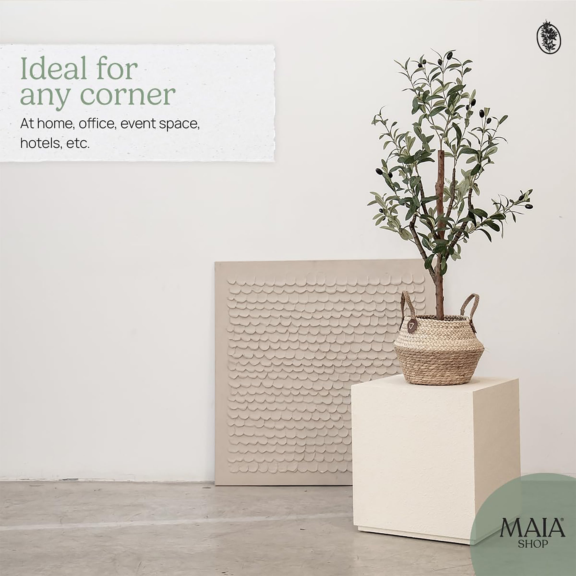 Maia Shop Olive Tree 3.5' Faux Plant Fake Silk Tree w/Realistic Leaves(Open Box) - VMInnovations