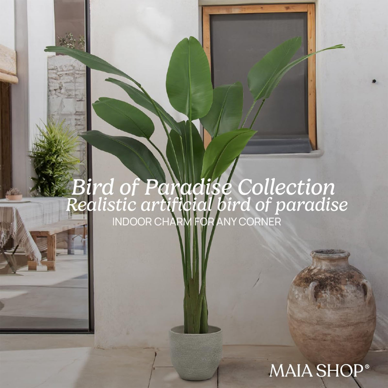Maia Shop Bird of Paradise 6 Ft Faux Plant, Fake Silk Tree with Realistic Leaves - VMInnovations