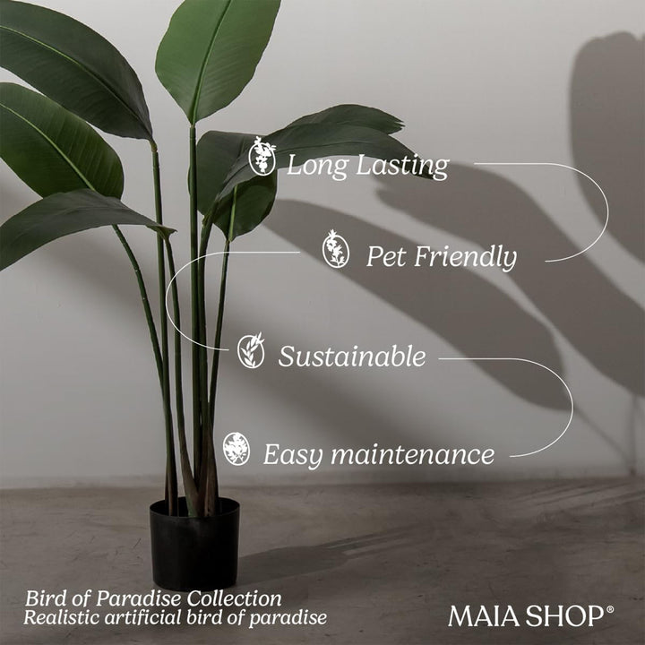 Maia Shop Bird of Paradise 6 Ft Faux Plant, Fake Silk Tree with Realistic Leaves