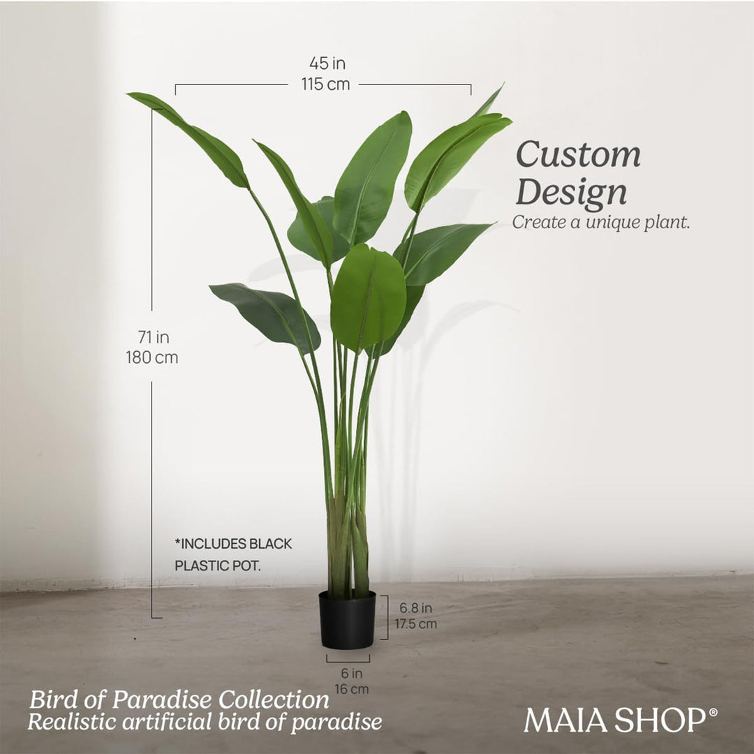 Maia Shop Bird of Paradise 6 Ft Faux Plant, Fake Silk Tree with Realistic Leaves