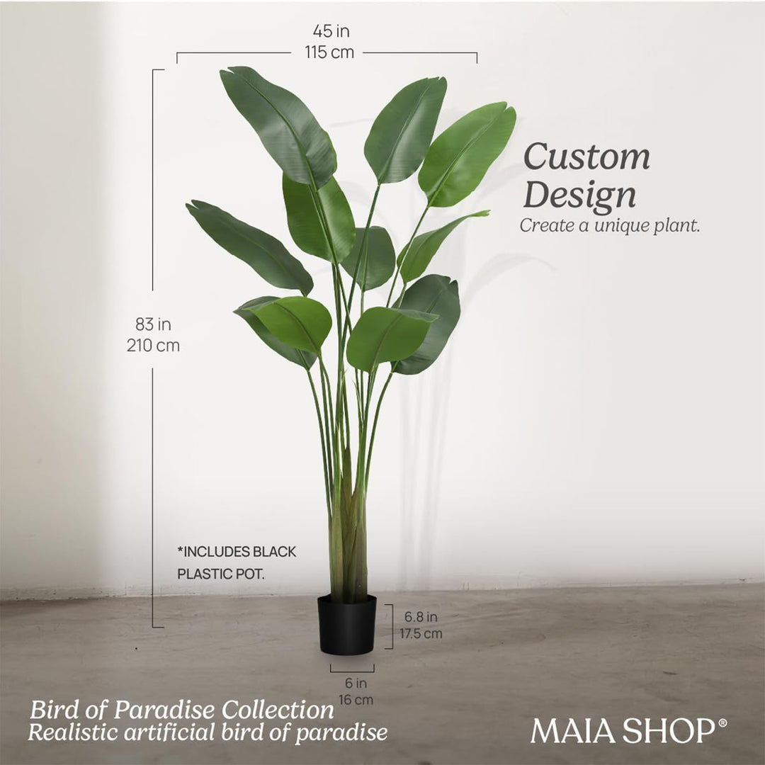 Maia Shop Bird of Paradise 7 Ft Faux Plant, Fake Silk Tree w/ leaves (Open Box)