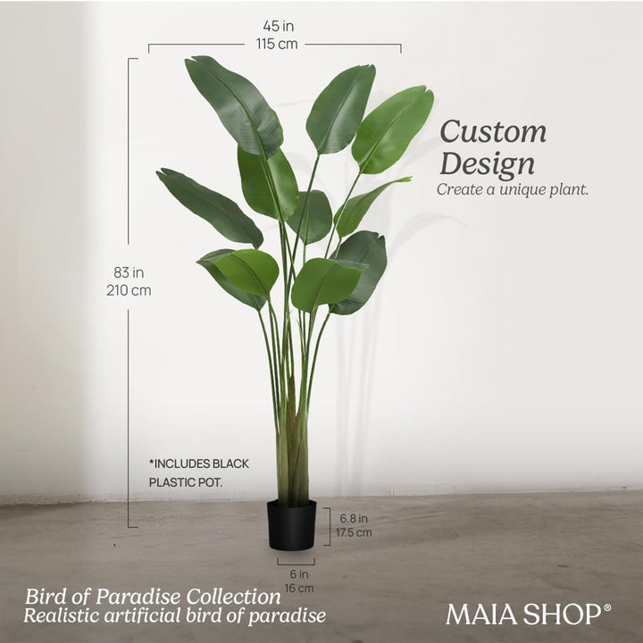 Maia Shop Bird of Paradise 7 Ft Faux Plant, Fake Silk Tree w/ leaves (Open Box)