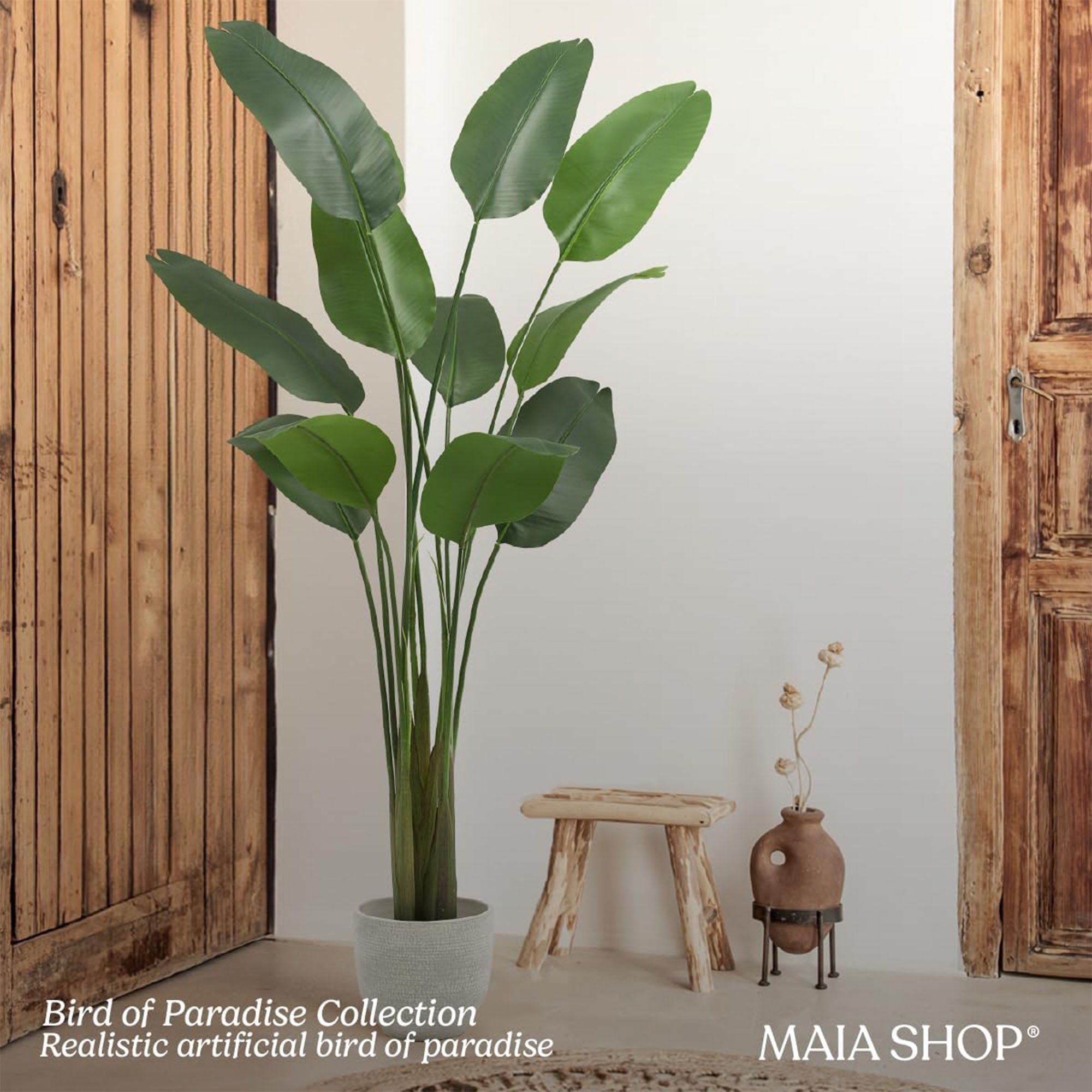 Maia Shop Bird of Paradise 7 Ft Faux Plant, Fake Silk Tree w/ leaves (Open Box) - VMInnovations