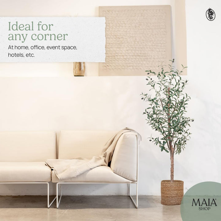Maia Shop Olive Tree 5 Foot Fake Silk Tree with Realistic Leaves (Open Box)