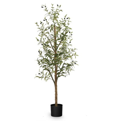 Maia Shop Olive Tree 5 Foot Faux Plant, Fake Silk Tree with Realistic Leaves - VMInnovations