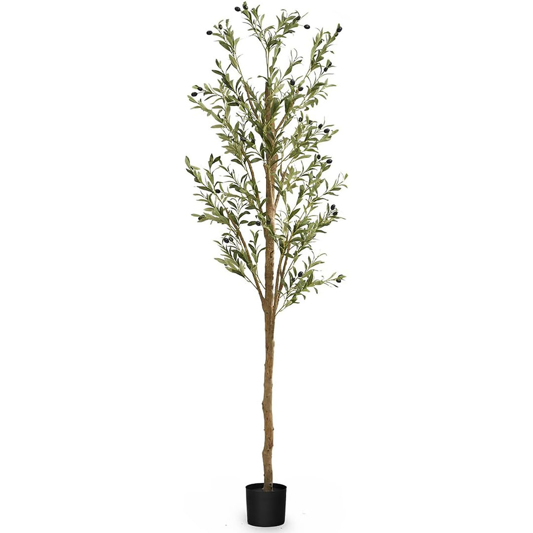 Maia Shop Olive Tree 7 Foot Faux Plant, Fake Silk Tree with Realistic Leaves