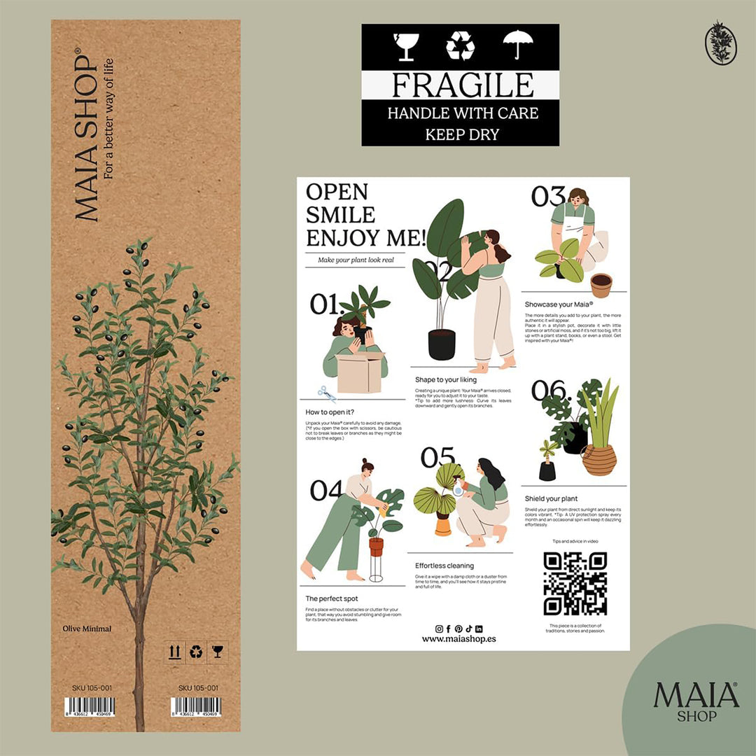 Maia Shop Olive Tree 7 Foot Faux Plant, Fake Silk Tree with Leaves (Open Box)