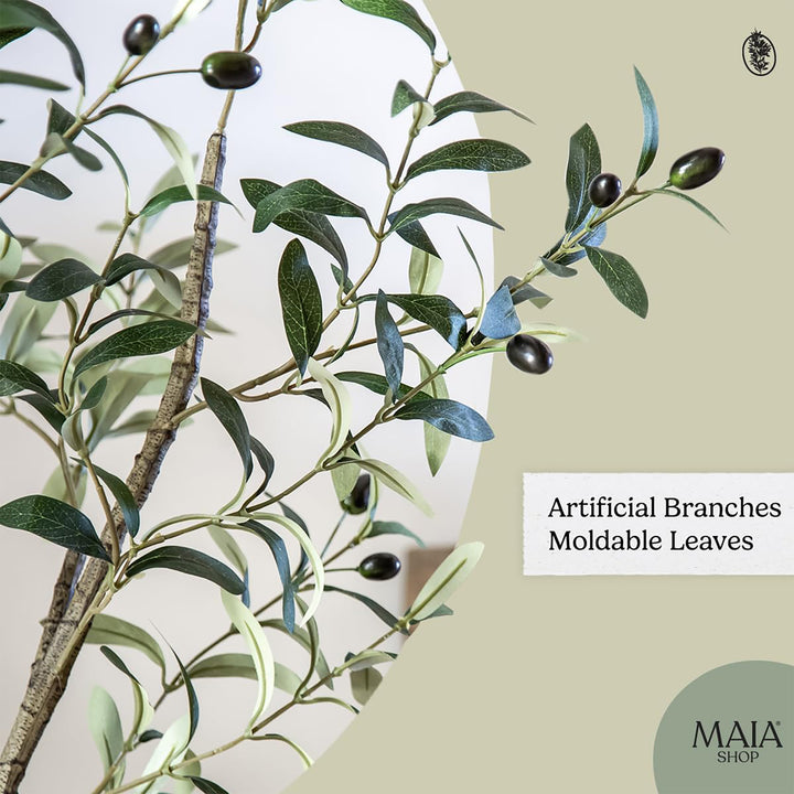 Maia Shop Olive Tree 7 Foot Faux Plant, Fake Silk Tree with Leaves (Open Box)