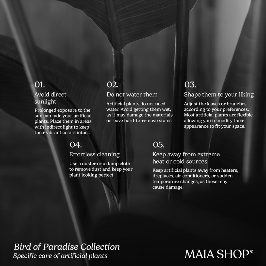 Maia Shop Bird of Paradise 4 Ft Faux Plant, Fake Silk Tree with Realistic Leaves - VMInnovations