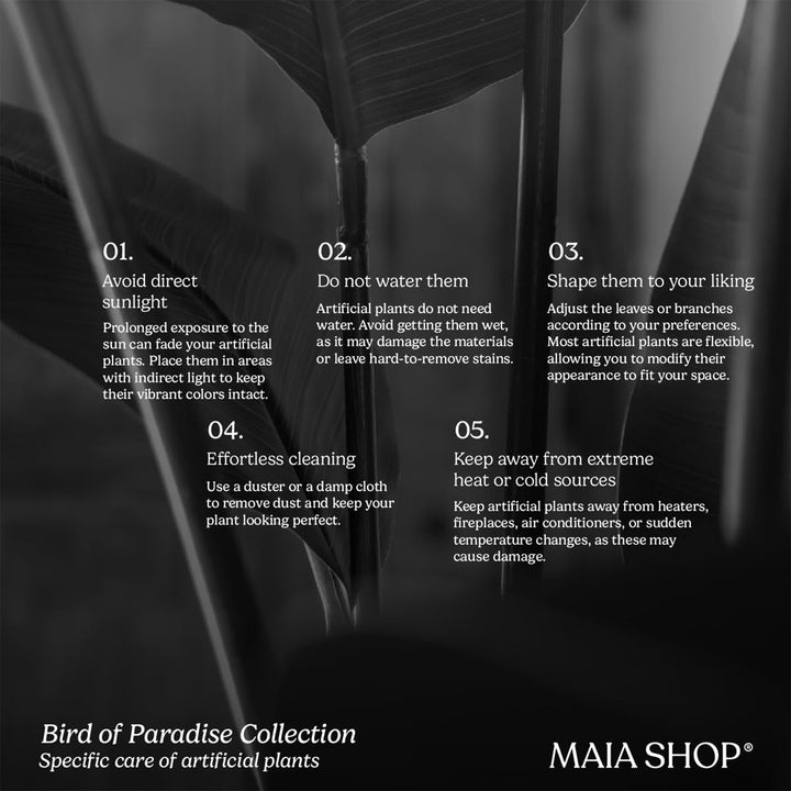 Maia Shop Bird of Paradise 4 Ft Faux Plant, Fake Silk Tree with Realistic Leaves - VMInnovations