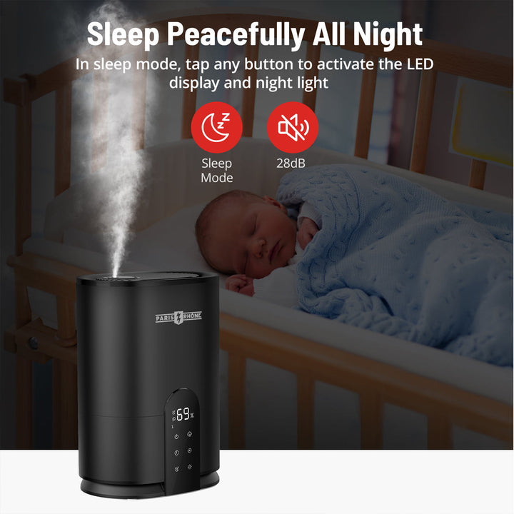PARIS RHÔNE Cool Mist Ultrasonic Humidifier, 4L w/Humidstat, Black (Open Box) - VMInnovations