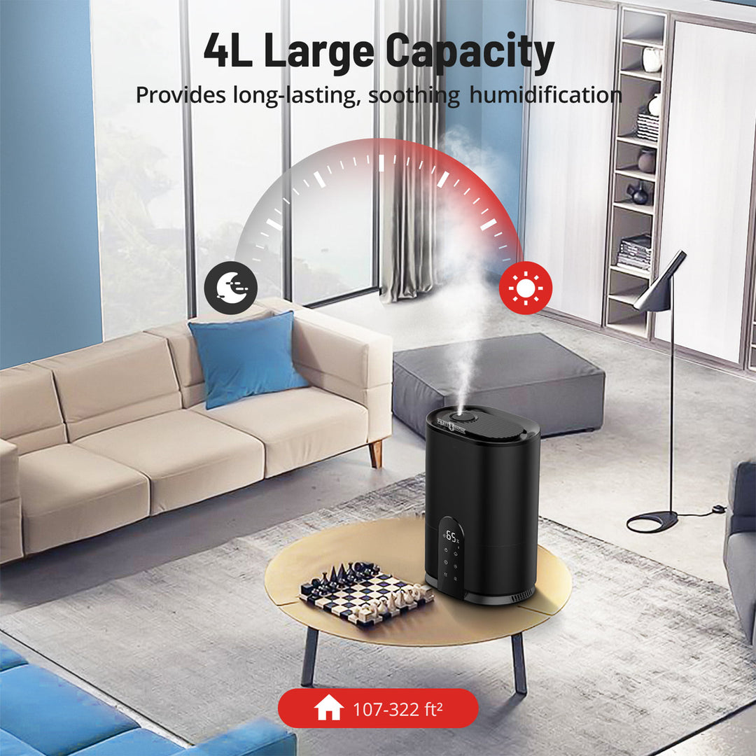 PARIS RHÔNE Cool Mist Ultrasonic Humidifier, 4L w/Humidstat, Black (Open Box) - VMInnovations