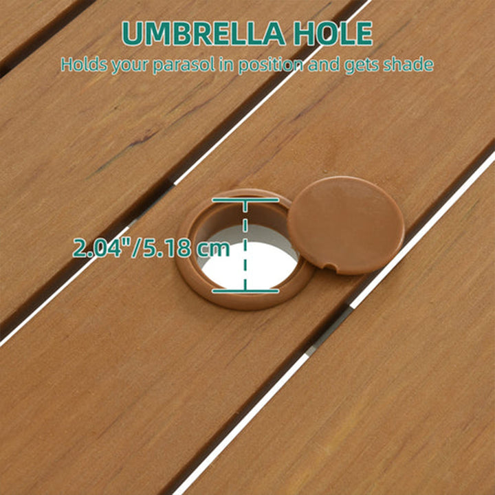 YITAHOME Patio Dining Table & Bench Set, Faux Wood, 4-6 People,Brown/White(Used)