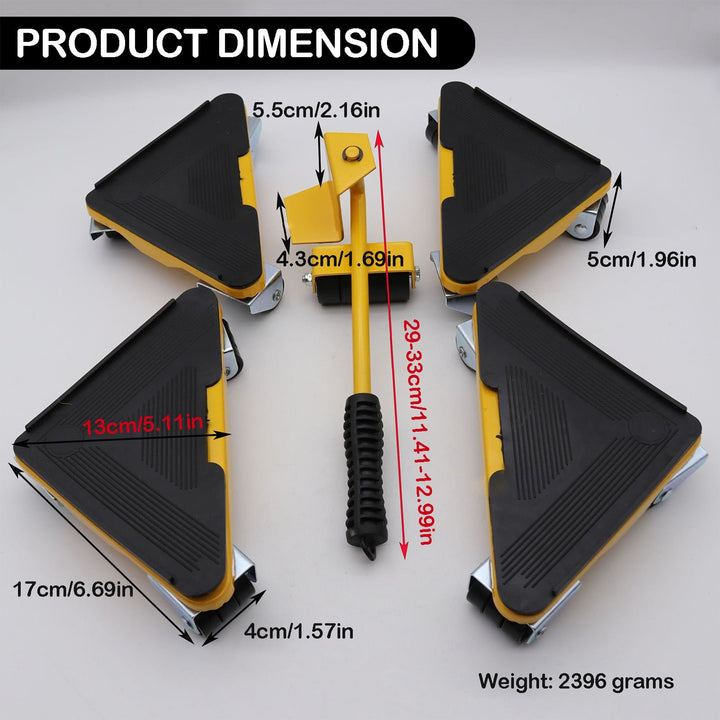 5 Piece Heavy Duty Transporter Set with Smart Moving Method and Wheels