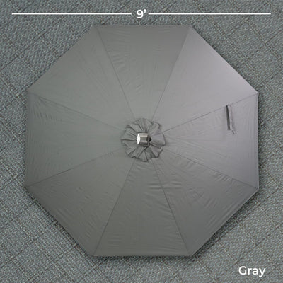 Sun-Ray Solar Lighted Outdoor Umbrella, LED Strip Lights, Crank Tilt, 9 Ft, Grey
