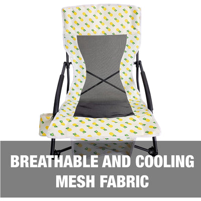 Bliss Hammocks Portable Collapsible Beach Lounge Chair with Cup Holder, Yellow - VMInnovations