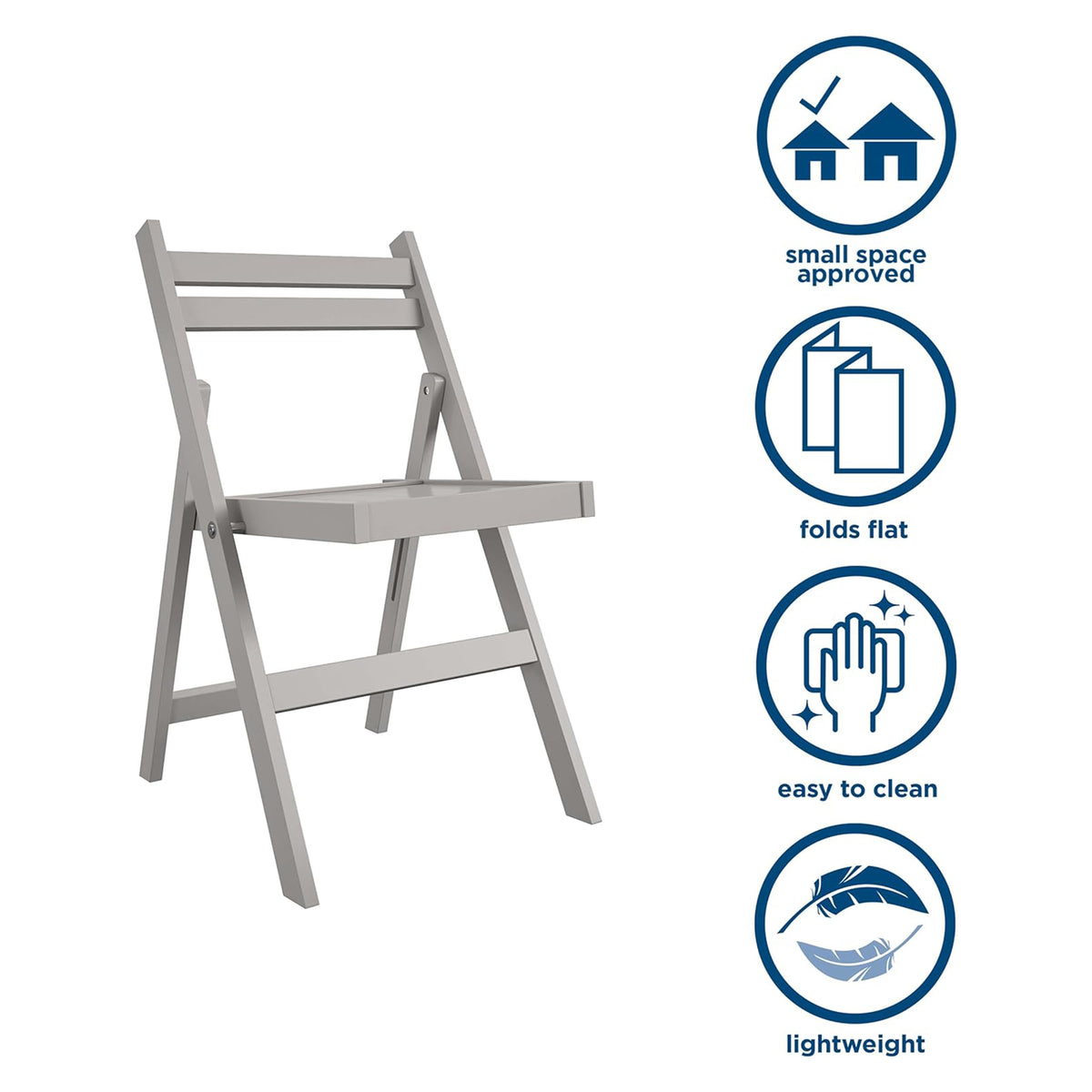 Cosco 2-Pack XL Folding Chairs, Slat Back, Indoor Dining or Extra Seating, Gray - VMInnovations