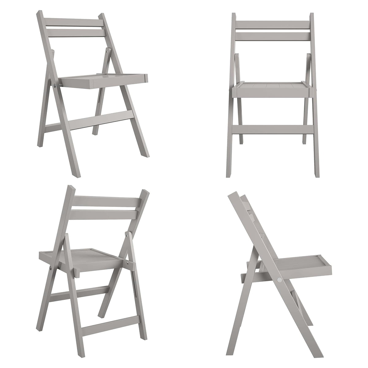 Cosco 2-Pack XL Folding Chairs, Slat Back, Indoor Dining or Extra Seating, Gray - VMInnovations