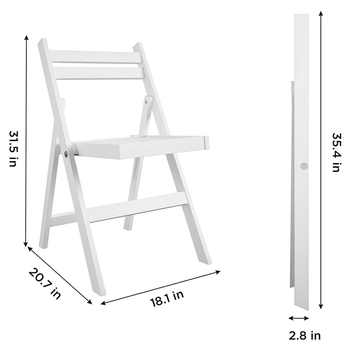 Cosco 2-Pack XL Folding Chairs, Slat Back, Indoor Dining or Extra Seating, White - VMInnovations