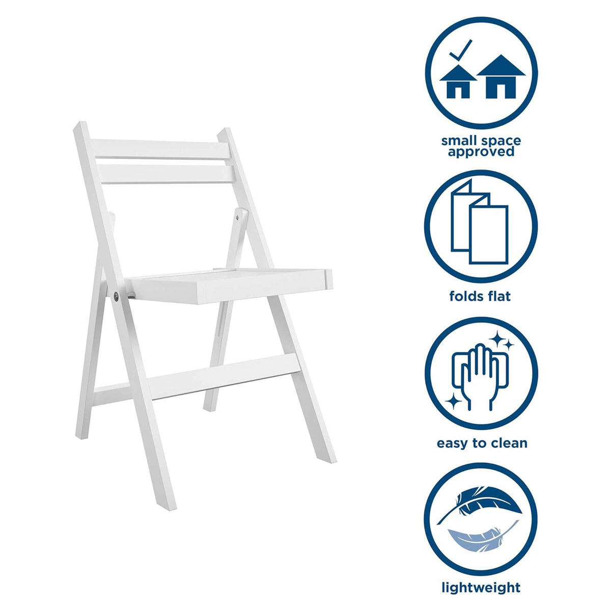 Cosco 2-Pack XL Folding Chairs, Slat Back, Indoor Dining or Extra Seating, White - VMInnovations