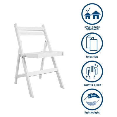 Cosco 2-Pack XL Folding Chairs, Slat Back, Indoor Dining or Extra Seating, White - VMInnovations