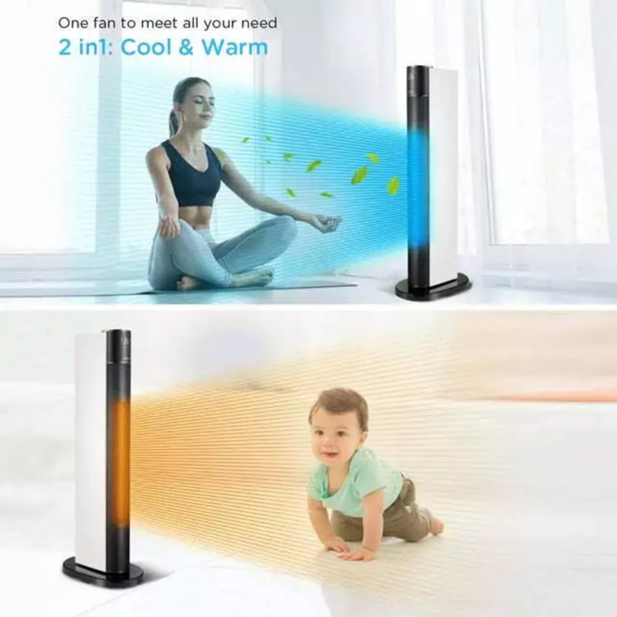 Pelonis 1500W Electric Tower Heater with Fan and Remote, Refurbished