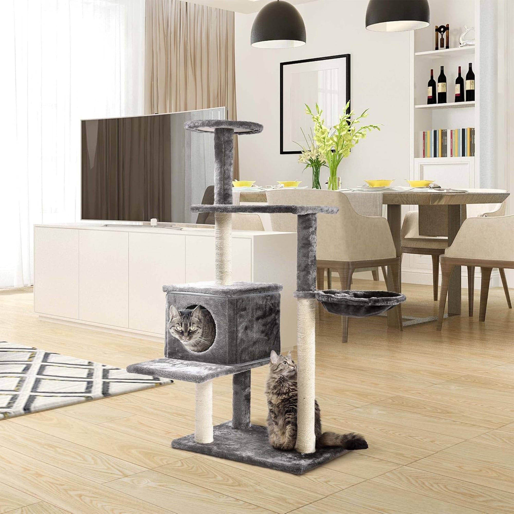 Max & Marlow 3 in 1 Transforming Cat Tree Tower, Scratching Post Design, Gray - VMInnovations