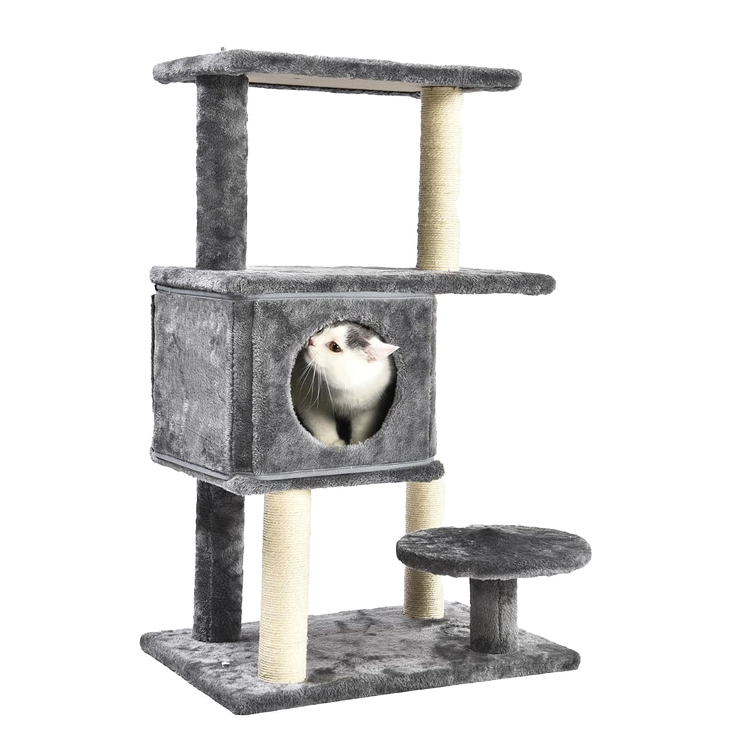 Max & Marlow 3 in 1 Transforming Cat Tree Tower, Scratching Post Design, Gray