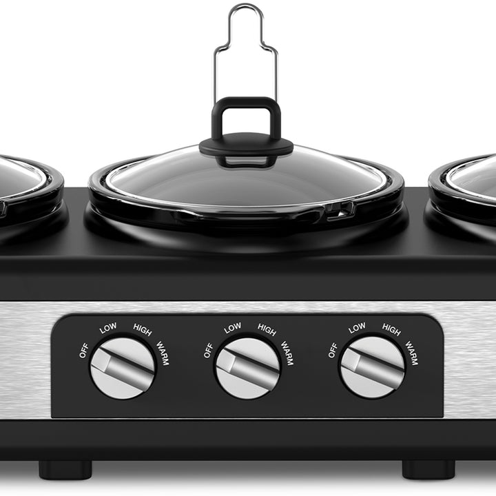 Complete Cuisine Stainless Steel Triple Slow Cooker and Buffet Server, 2.5 Quart - VMInnovations