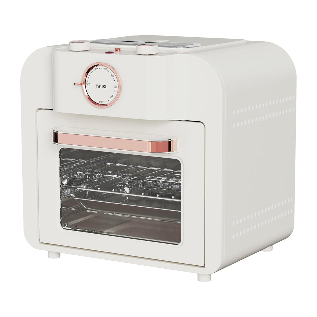 Aria 17 Quart Retro Air Fryer Oven, 4-in-1 Countertop Convection Cooker, White - VMInnovations