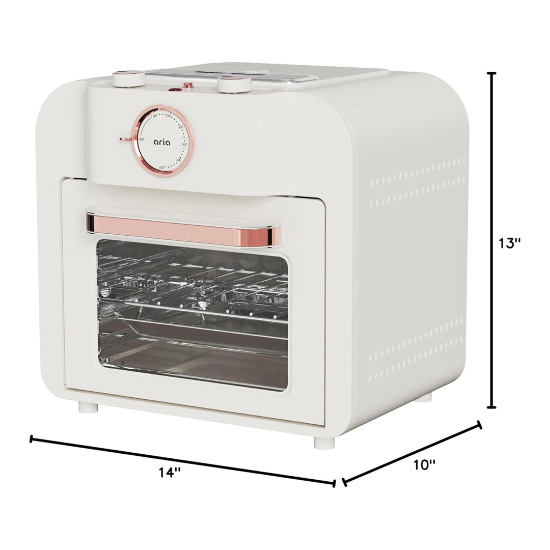 Aria 17 Quart Retro Air Fryer Oven, 4-in-1 Countertop Convection Cooker, White