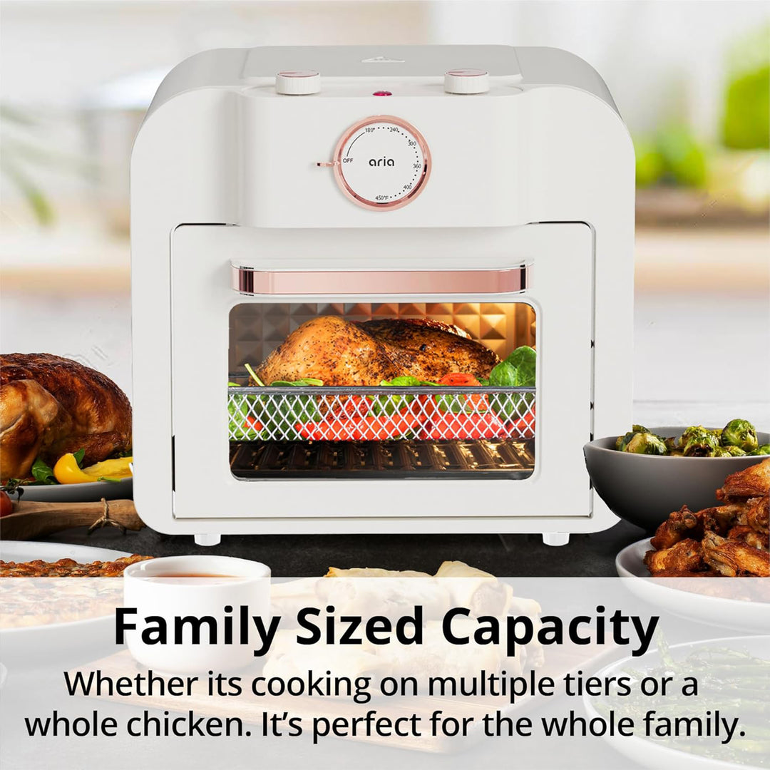 Aria 17 Quart Retro Air Fryer Oven, 4-in-1 Countertop Convection Cooker, White - VMInnovations