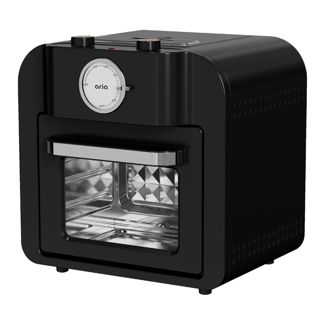 Aria 17 Quart Retro Air Fryer Oven, 4-in-1 Countertop Convection Cooker, Black