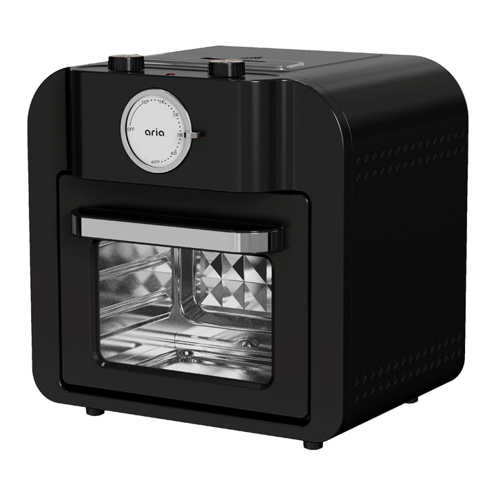 Aria 17 Quart Retro Air Fryer Oven, 4-in-1 Countertop Convection Cooker, Black