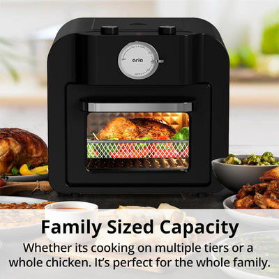 Aria 17 Quart Retro Air Fryer Oven, 4-in-1 Countertop Convection Cooker, Black - VMInnovations