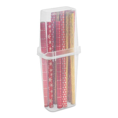 Sterilite 4 Pack Vertical Wrap Storage Box, Holds 25 Rolls, 40" Tall, Clear